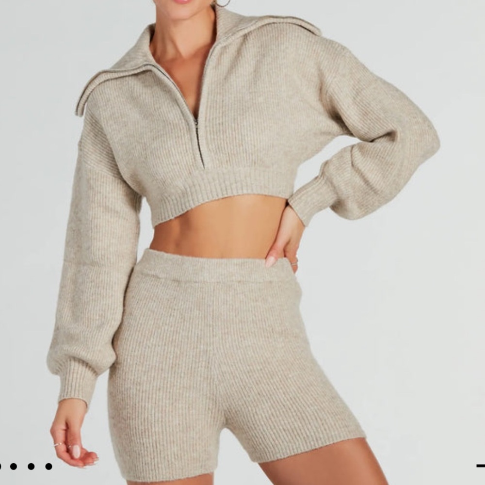 Cozy Knit Two-Piece Set in Beige